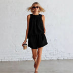 Crinkled Casual Two Piece Short Set