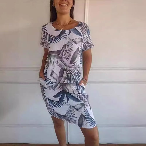 Women'S Botanical Print Cap‑Sleeve Midi Dress