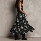 Black Floral High-Low Maxi Dress