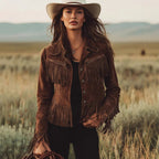 Solid Color Lapel Short Tassel Suede Jacket