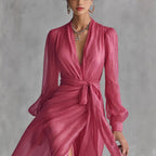 Fuchsia Chiffon Wrap Maxi Dress Timeless Elegance, Effortless Allure