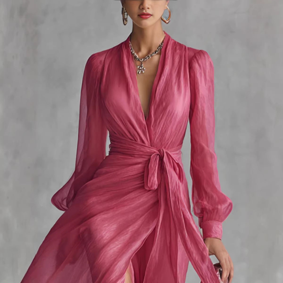 Fuchsia Chiffon Wrap Maxi Dress Timeless Elegance, Effortless Allure
