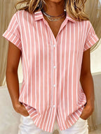 Casual V-Neck Collared Blouse