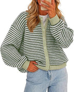 Striped Knit Button Cardigan
