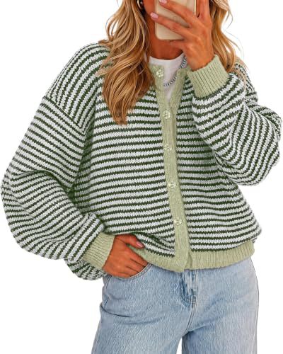 Striped Knit Button Cardigan