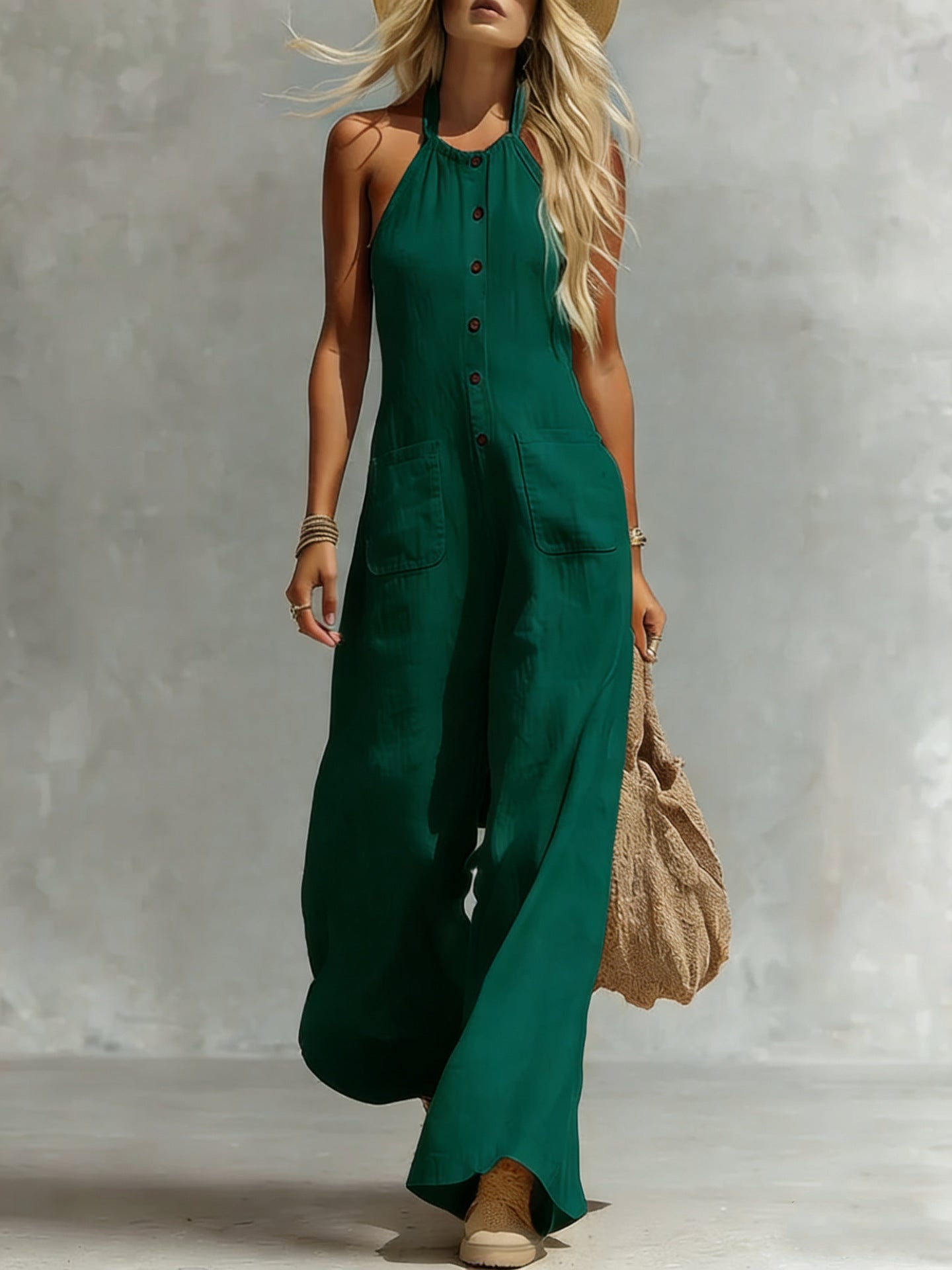 Breezy Halter Wide-Leg Jumpsuit