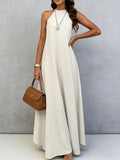Halter Neck Tie-Back Maxi Dress
