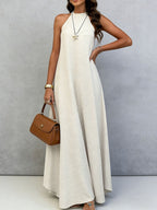Halter Neck Tie-Back Maxi Dress