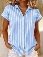 Casual V-Neck Collared Blouse