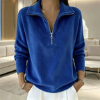 Half-Zip Ribbed Knit Collared Sweater