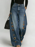 Women High Waist Wide Leg Jeans