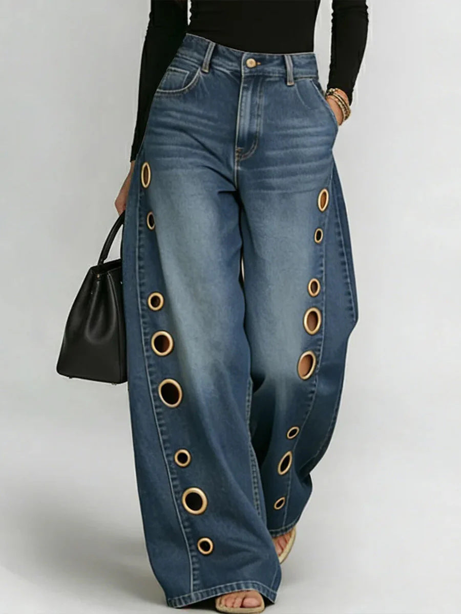 Women High Waist Wide Leg Jeans