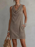 Women Hollow Out Knit Sleeveless Mini Dress