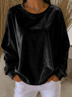 Women's Velvet Long Sleeve Crew Neck Top