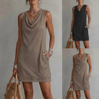 Women Hollow Out Knit Sleeveless Mini Dress