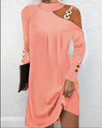 Women's Long Sleeve Halter Neck Mini Dress Black Dress