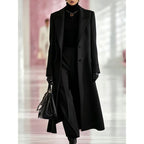 Elegant Oversized Notched Collar Maxi Wool Coat