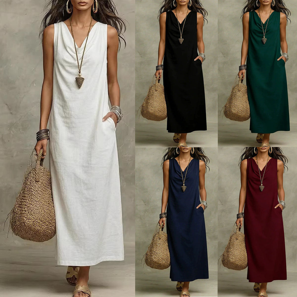🌟 Sleeveless Linen Maxi Dress: Effortless Boho-Chic for Every Occasion