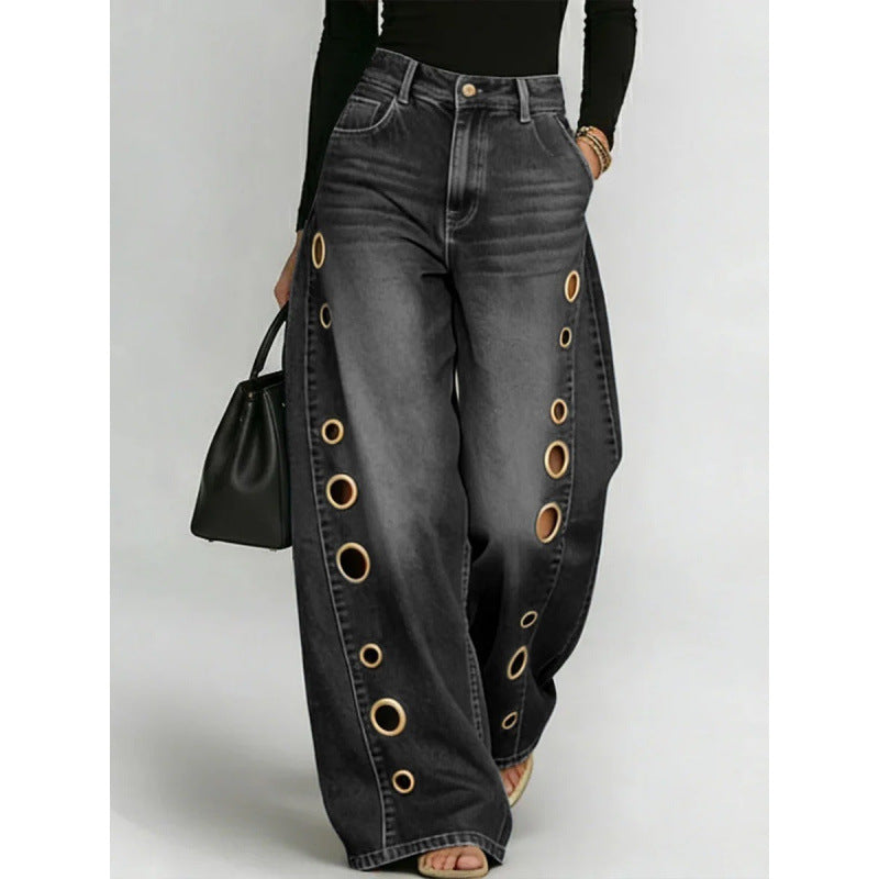 Women High Waist Wide Leg Jeans