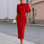 Briar Midi Dress with Bateau Neckline & Tailored Fit