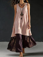 High-Low Tunic Top & Sheer Layered Wide Leg Pants