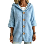 Hooded Button Front Chunky Knit Cardigan