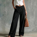 Sage Linen High Waist Patch Pocket Wide Leg Trousers