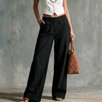 Sage Linen High Waist Patch Pocket Wide Leg Trousers
