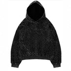 Sparkle Rhinestone Long Sleeve Drawstring Hooded Sweatshirt