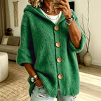 Hooded Button Front Chunky Knit Cardigan