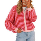 Striped Knit Button Cardigan