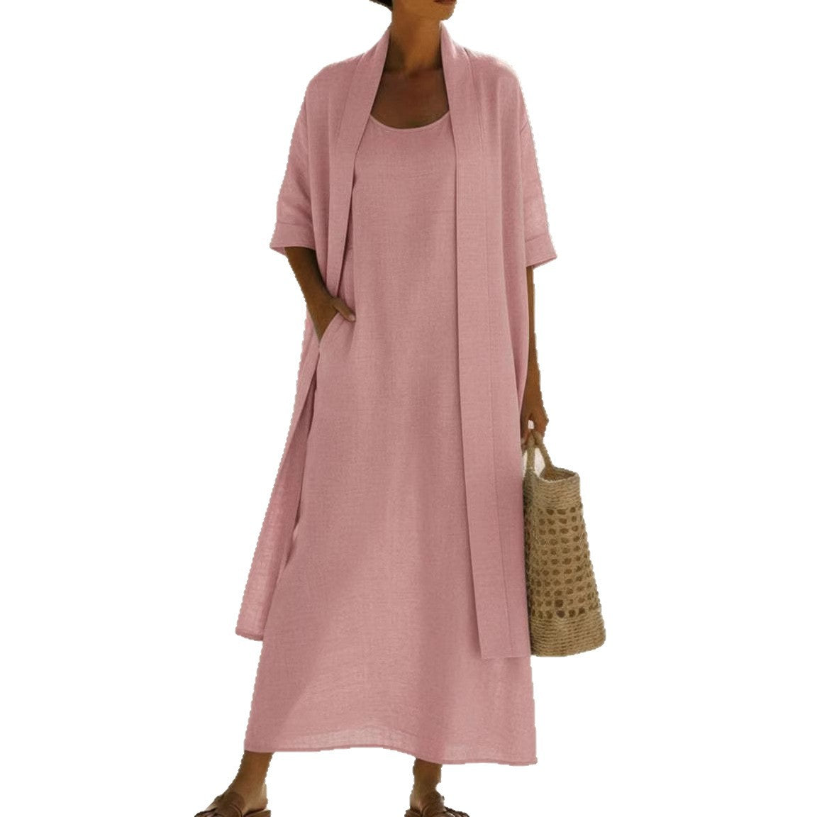 Women 2Pcs  Linen-Blend Outfit