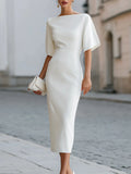 Briar Midi Dress with Bateau Neckline & Tailored Fit