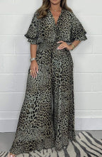Wild Elegance Leopard Print Wide-Leg Jumpsuit