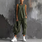 Oversized Sleeveless Top & Cargo Jogger Set