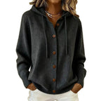 Button Front Hooded Knit Cardigan With Pockets