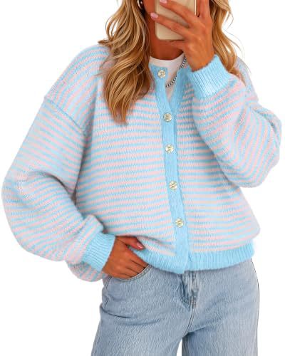 Striped Knit Button Cardigan