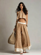 Sleeveless V-Neck Two-Piece Set – Solid Color Lounge & Casual Outfit