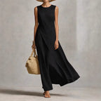 Sleeveless Asymmetrical Linen Maxi Dress