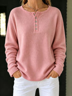 Relaxed Henley Knit Sweater