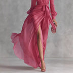 Fuchsia Chiffon Wrap Maxi Dress Timeless Elegance, Effortless Allure