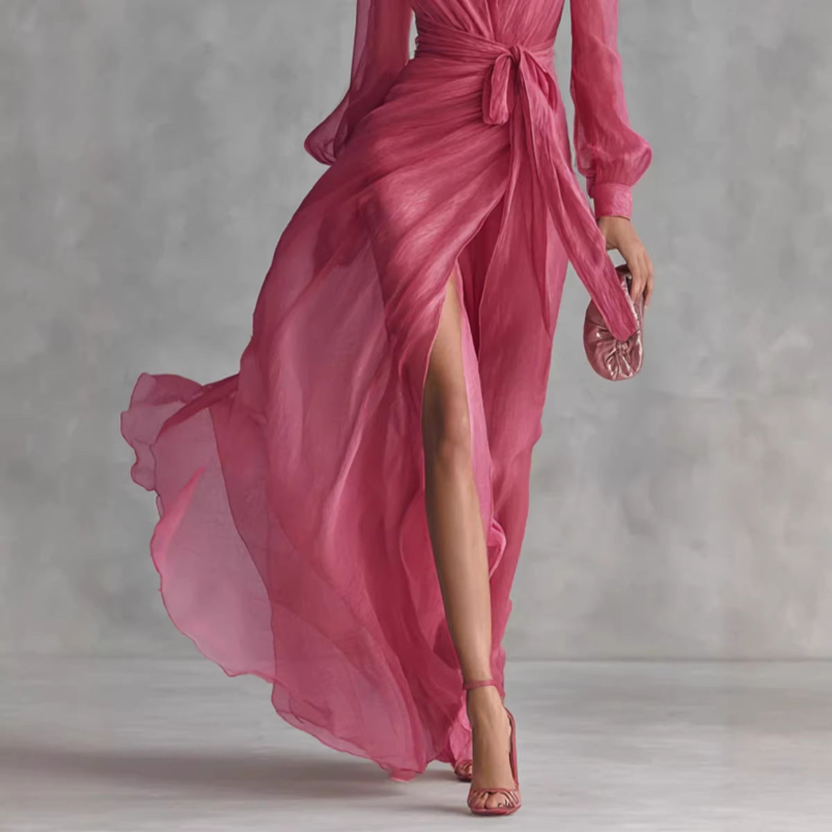 Fuchsia Chiffon Wrap Maxi Dress Timeless Elegance, Effortless Allure