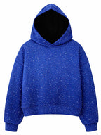 Sparkle Rhinestone Long Sleeve Drawstring Hooded Sweatshirt