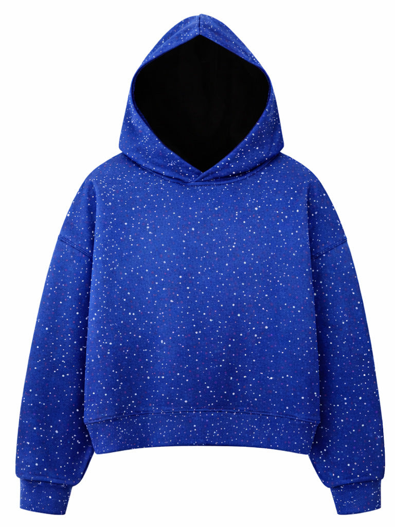 Sparkle Rhinestone Long Sleeve Drawstring Hooded Sweatshirt