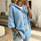 Hooded Button Front Chunky Knit Cardigan
