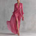 Fuchsia Chiffon Wrap Maxi Dress Timeless Elegance, Effortless Allure