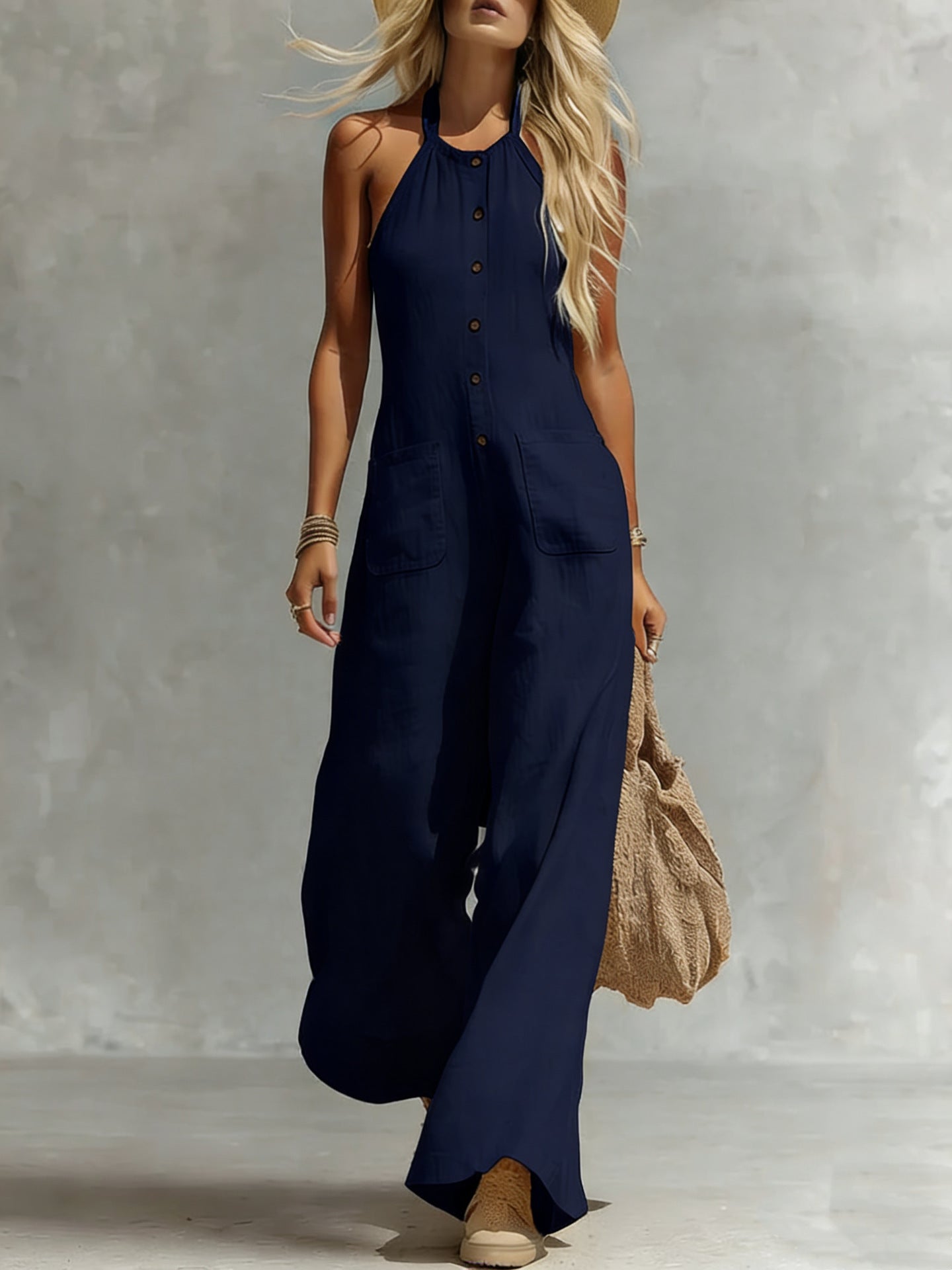 Breezy Halter Wide-Leg Jumpsuit