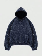 Sparkle Rhinestone Long Sleeve Drawstring Hooded Sweatshirt