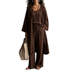 Neutral Beige Linen-Blend Two-Piece Lounge Set