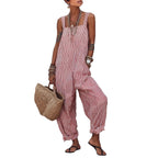 Square Spaghetti Strap Loose Baggy Balloon Leg Ruffle Ankle Casual Vacation Overalls